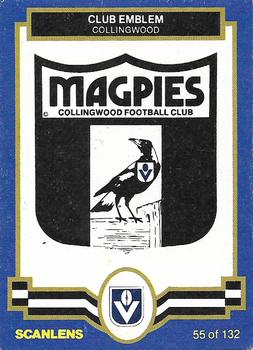 1986 Scanlens VFL #55 Collingwood Magpies Front